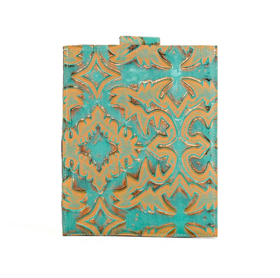 001 13'' Tablet Sleeve - Black & White w/ Agave Laredo-13'' Tablet Sleeve-Western-Cowhide-Bags-Handmade-Products-Gifts-Dancing Cactus Designs