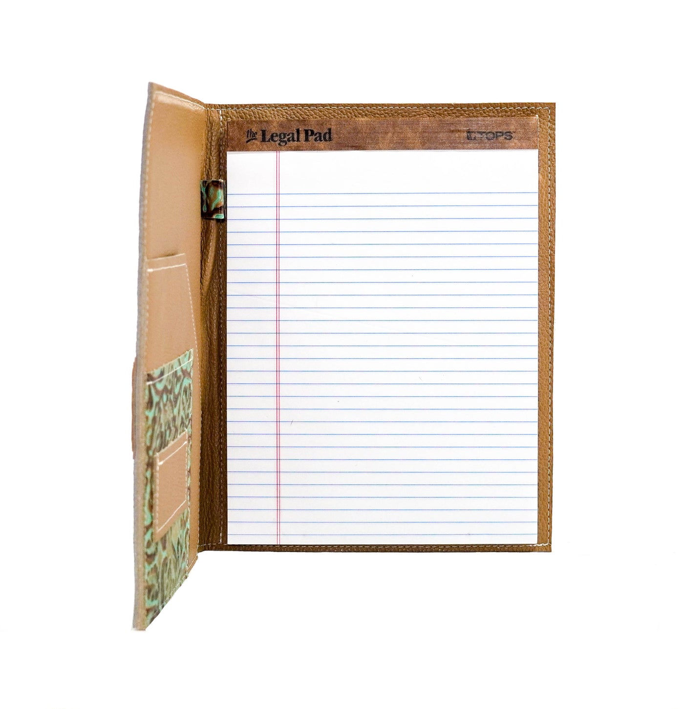 001 Large Notepad Cover - Brindle w/ Turquoise tool-Large Notepad Cover-Western-Cowhide-Bags-Handmade-Products-Gifts-Dancing Cactus Designs