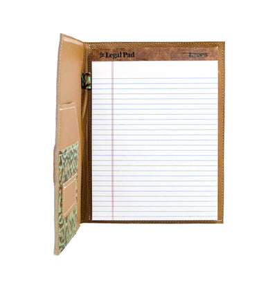 001 Large Notepad Cover - Brindle w/ Turquoise tool-Large Notepad Cover-Western-Cowhide-Bags-Handmade-Products-Gifts-Dancing Cactus Designs