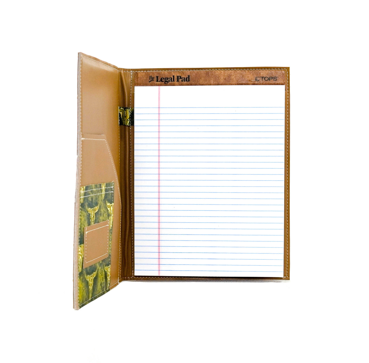 002 Large Notepad Cover - Brindle w/ Mountain View Skulls-Large Notepad Cover-Western-Cowhide-Bags-Handmade-Products-Gifts-Dancing Cactus Designs