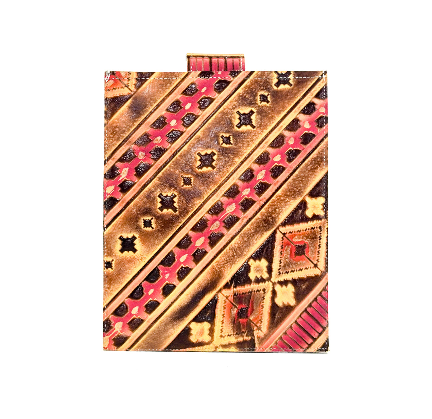 004 13'' Tablet Sleeve - Gold acid w/ Summit Fire Navajo-13'' Tablet Sleeve-Western-Cowhide-Bags-Handmade-Products-Gifts-Dancing Cactus Designs