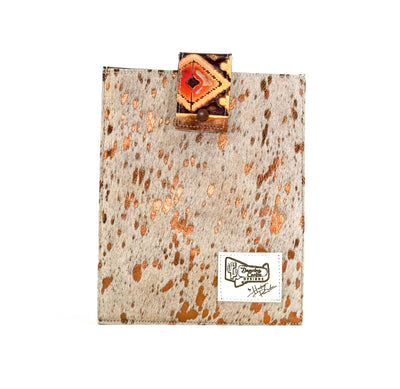 004 13'' Tablet Sleeve - Gold acid w/ Summit Fire Navajo-13'' Tablet Sleeve-Western-Cowhide-Bags-Handmade-Products-Gifts-Dancing Cactus Designs