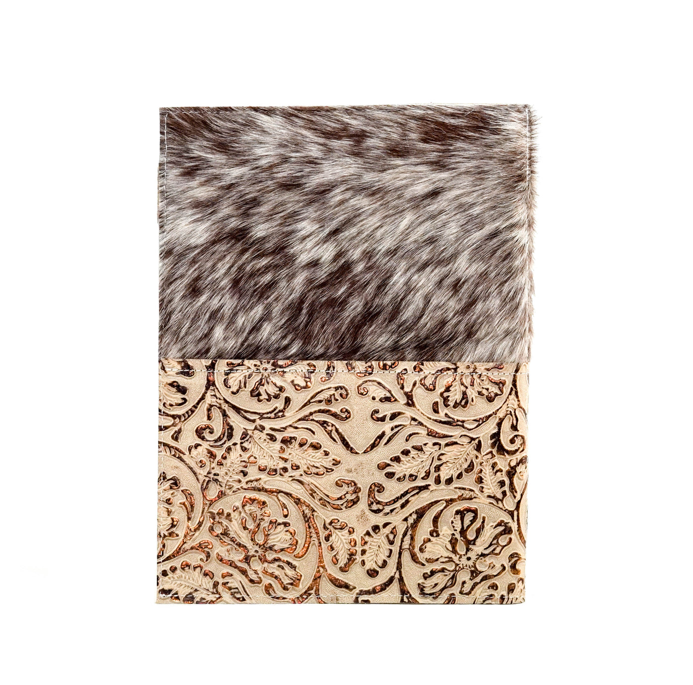 007 Large Notepad Cover - Roan w/ Gold Ivory Tool-Large Notepad Cover-Western-Cowhide-Bags-Handmade-Products-Gifts-Dancing Cactus Designs