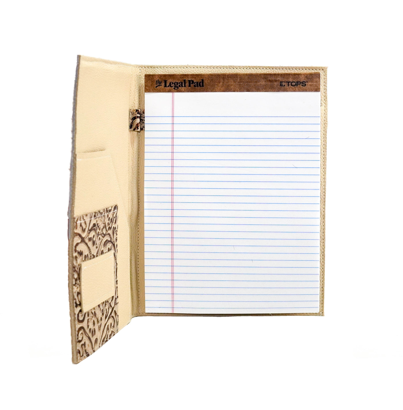 007 Large Notepad Cover - Roan w/ Gold Ivory Tool-Large Notepad Cover-Western-Cowhide-Bags-Handmade-Products-Gifts-Dancing Cactus Designs