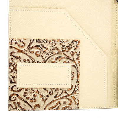 007 Large Notepad Cover - Roan w/ Gold Ivory Tool-Large Notepad Cover-Western-Cowhide-Bags-Handmade-Products-Gifts-Dancing Cactus Designs