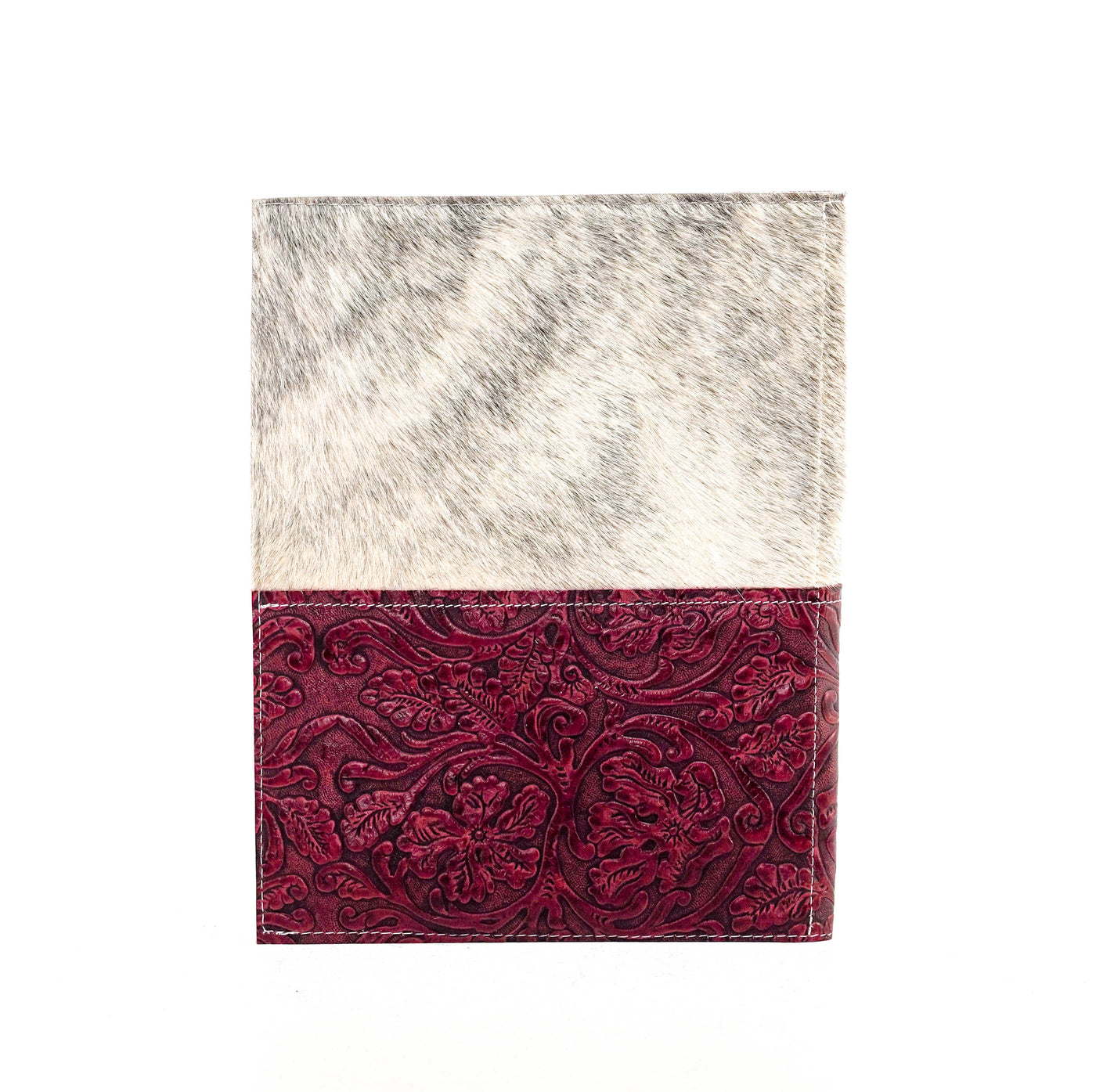 008 Large Notepad Cover - Light Brindle w/ Red Tool-Large Notepad Cover-Western-Cowhide-Bags-Handmade-Products-Gifts-Dancing Cactus Designs