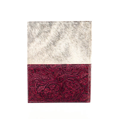 008 Large Notepad Cover - Light Brindle w/ Red Tool-Large Notepad Cover-Western-Cowhide-Bags-Handmade-Products-Gifts-Dancing Cactus Designs