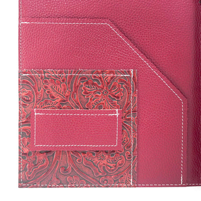 008 Large Notepad Cover - Light Brindle w/ Red Tool-Large Notepad Cover-Western-Cowhide-Bags-Handmade-Products-Gifts-Dancing Cactus Designs