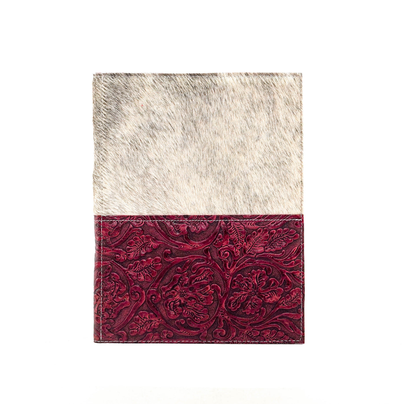 008 Large Notepad Cover - Light Brindle w/ Red Tool-Large Notepad Cover-Western-Cowhide-Bags-Handmade-Products-Gifts-Dancing Cactus Designs