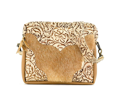 008 The Pony Express - Brindle w/ Gold Ivory Tool-The Pony Express-Western-Cowhide-Bags-Handmade-Products-Gifts-Dancing Cactus Designs