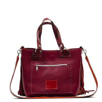 010 Taylor - Black & White w/ Burgundy Skulls-Taylor-Western-Cowhide-Bags-Handmade-Products-Gifts-Dancing Cactus Designs
