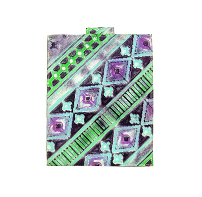 011 13'' Tablet Sleeve - Brindle w/ 90's Party Navajo-13'' Tablet Sleeve-Western-Cowhide-Bags-Handmade-Products-Gifts-Dancing Cactus Designs