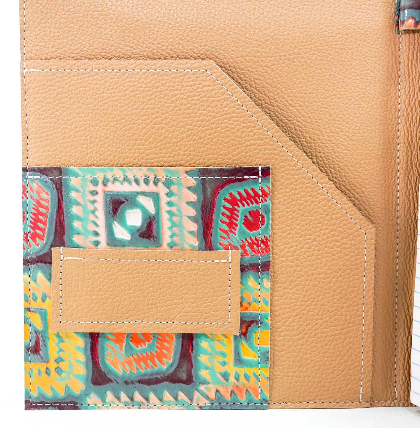 012 Large Notepad Cover - Brindle w/ Rainbow Aztec-Large Notepad Cover-Western-Cowhide-Bags-Handmade-Products-Gifts-Dancing Cactus Designs