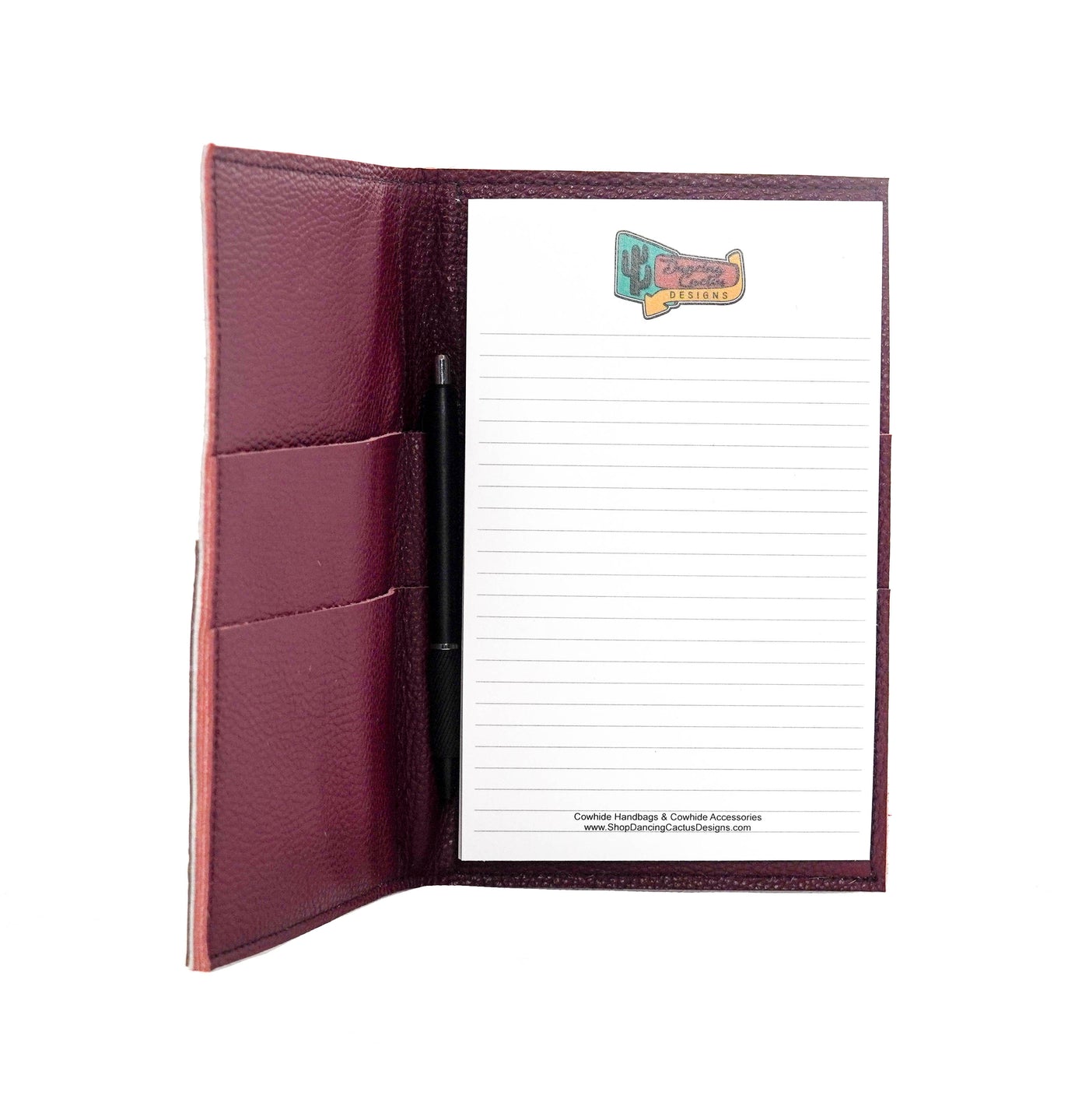 014 Small Notepad Cover - Tricolor w/ Red Skulls-Small Notepad Cover-Western-Cowhide-Bags-Handmade-Products-Gifts-Dancing Cactus Designs