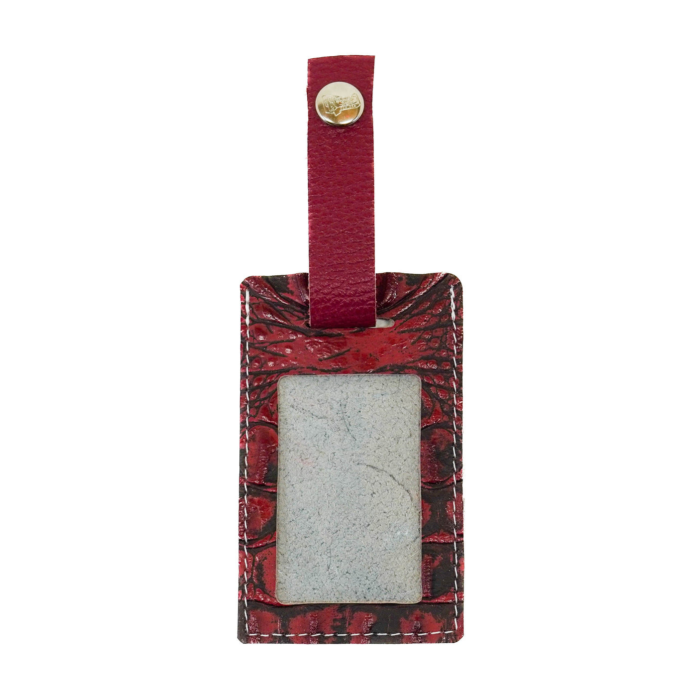 015 Luggage Tag - Dapple w/ Red Croc-Luggage Tag-Western-Cowhide-Bags-Handmade-Products-Gifts-Dancing Cactus Designs
