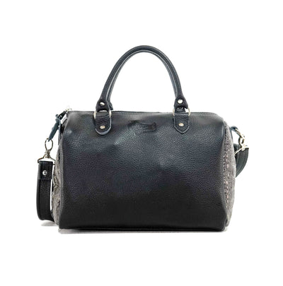 021 The Stowaway Classic - Black & White w/ Smoke Show Croc-The Stowaway Classic-Western-Cowhide-Bags-Handmade-Products-Gifts-Dancing Cactus Designs