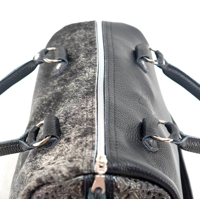 021 The Stowaway Classic - Black & White w/ Smoke Show Croc-The Stowaway Classic-Western-Cowhide-Bags-Handmade-Products-Gifts-Dancing Cactus Designs