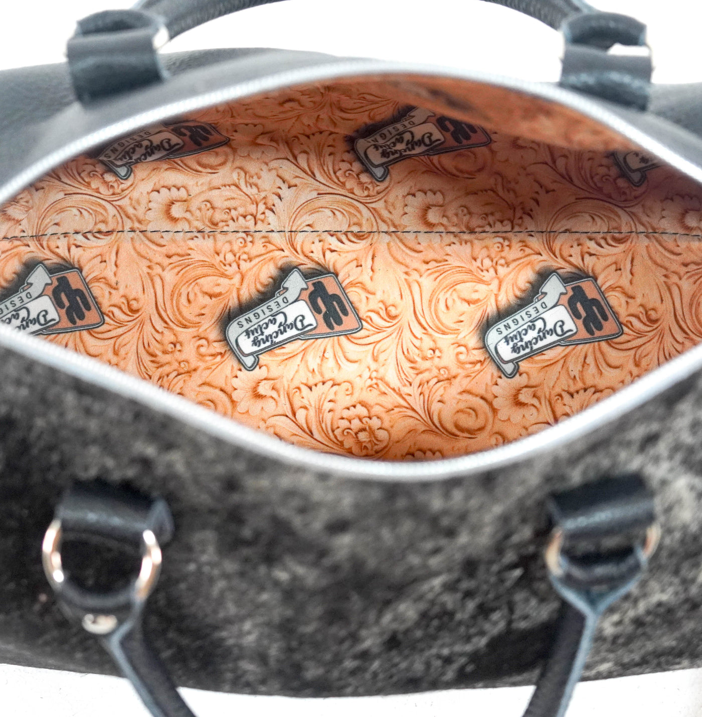 021 The Stowaway Classic - Black & White w/ Smoke Show Croc-The Stowaway Classic-Western-Cowhide-Bags-Handmade-Products-Gifts-Dancing Cactus Designs