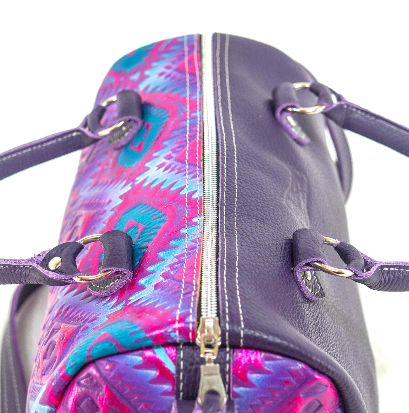 022 The Stowaway Classic - All Embossed w/ Rio Aztec-The Stowaway Classic-Western-Cowhide-Bags-Handmade-Products-Gifts-Dancing Cactus Designs