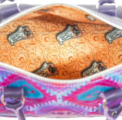 022 The Stowaway Classic - All Embossed w/ Rio Aztec-The Stowaway Classic-Western-Cowhide-Bags-Handmade-Products-Gifts-Dancing Cactus Designs