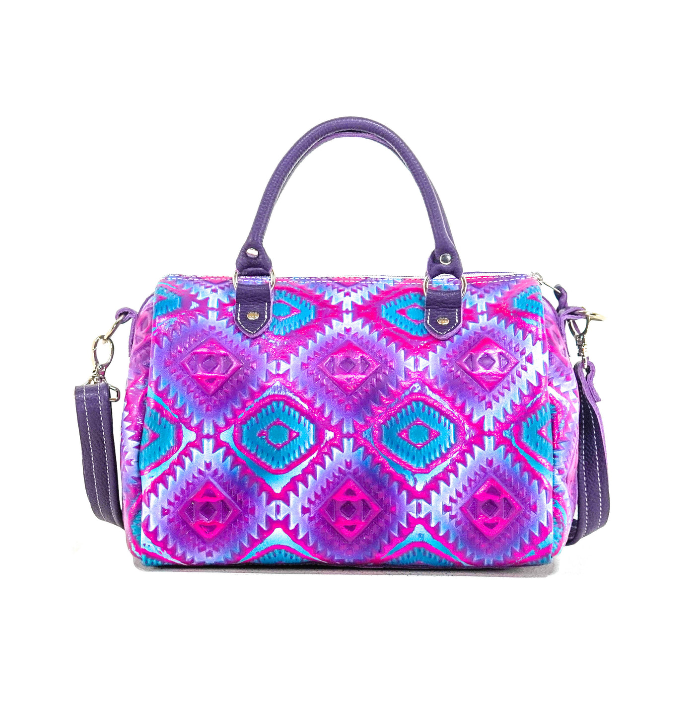 022 The Stowaway Classic - All Embossed w/ Rio Aztec-The Stowaway Classic-Western-Cowhide-Bags-Handmade-Products-Gifts-Dancing Cactus Designs
