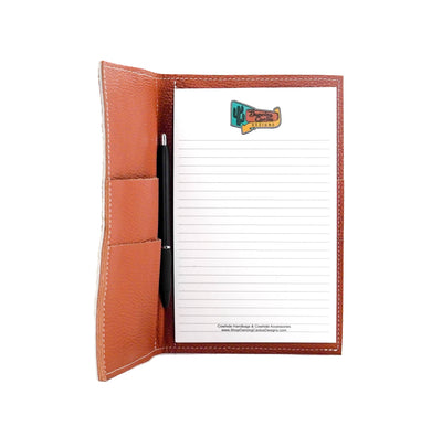 025 Small Notepad Cover - Brindle w/ Patriot Laredo-Small Notepad Cover-Western-Cowhide-Bags-Handmade-Products-Gifts-Dancing Cactus Designs