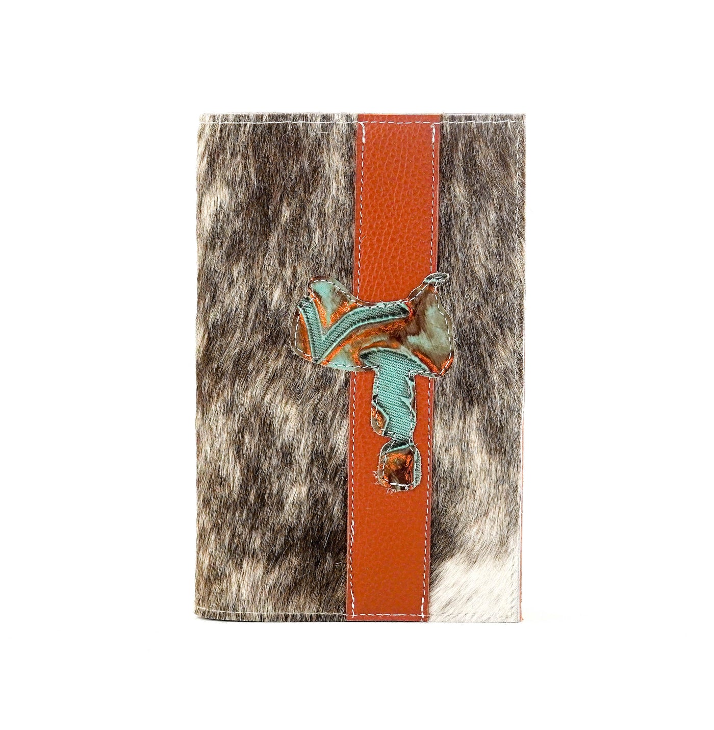 025 Small Notepad Cover - Brindle w/ Patriot Laredo-Small Notepad Cover-Western-Cowhide-Bags-Handmade-Products-Gifts-Dancing Cactus Designs