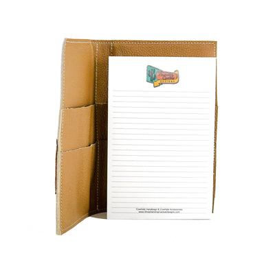 030 Small Notepad Cover - Brindle w/ Vanilla Leopard-Small Notepad Cover-Western-Cowhide-Bags-Handmade-Products-Gifts-Dancing Cactus Designs