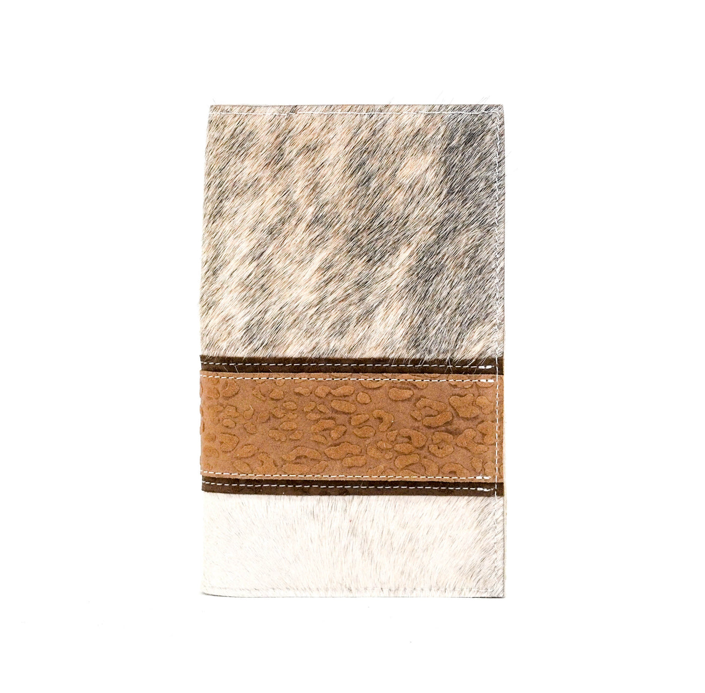 030 Small Notepad Cover - Brindle w/ Vanilla Leopard-Small Notepad Cover-Western-Cowhide-Bags-Handmade-Products-Gifts-Dancing Cactus Designs