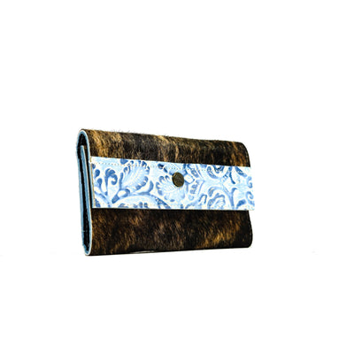 035 Kacey Wallet - Dark Brindle w/ Galaxy Tool-Kacey Wallet-Western-Cowhide-Bags-Handmade-Products-Gifts-Dancing Cactus Designs