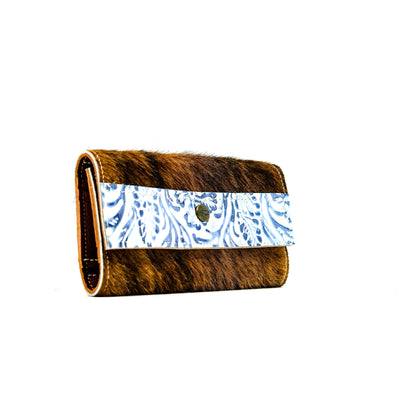 042 Kacey Wallet - Tricolor w/ Galaxy Tool-Kacey Wallet-Western-Cowhide-Bags-Handmade-Products-Gifts-Dancing Cactus Designs