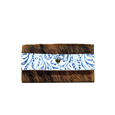 042 Kacey Wallet - Tricolor w/ Galaxy Tool-Kacey Wallet-Western-Cowhide-Bags-Handmade-Products-Gifts-Dancing Cactus Designs