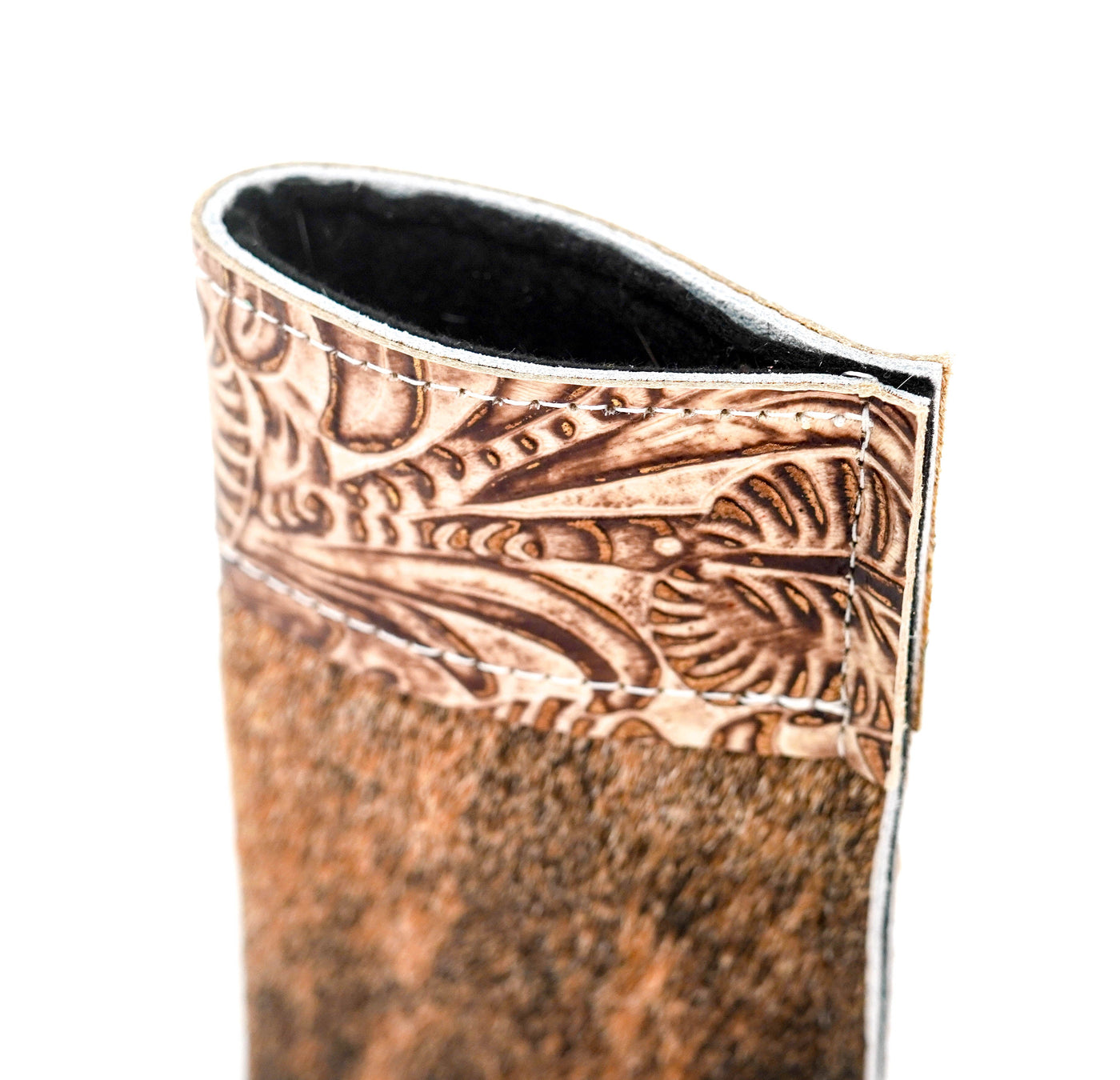 043 Sunglass Case - Brindle w/ Ivory & Brown Dallas Tool-Sunglass Case-Western-Cowhide-Bags-Handmade-Products-Gifts-Dancing Cactus Designs