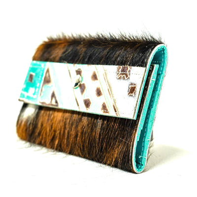 051 Kacey Wallet - Tricolor w/ Cocoa Navajo-Kacey Wallet-Western-Cowhide-Bags-Handmade-Products-Gifts-Dancing Cactus Designs