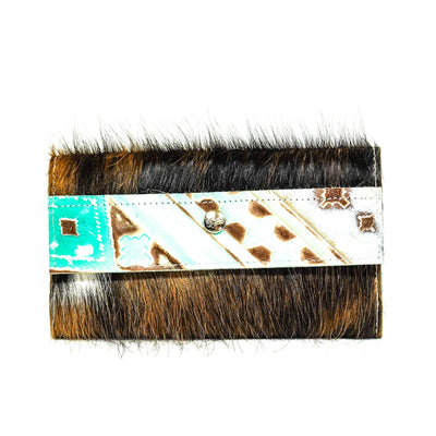 051 Kacey Wallet - Tricolor w/ Cocoa Navajo-Kacey Wallet-Western-Cowhide-Bags-Handmade-Products-Gifts-Dancing Cactus Designs