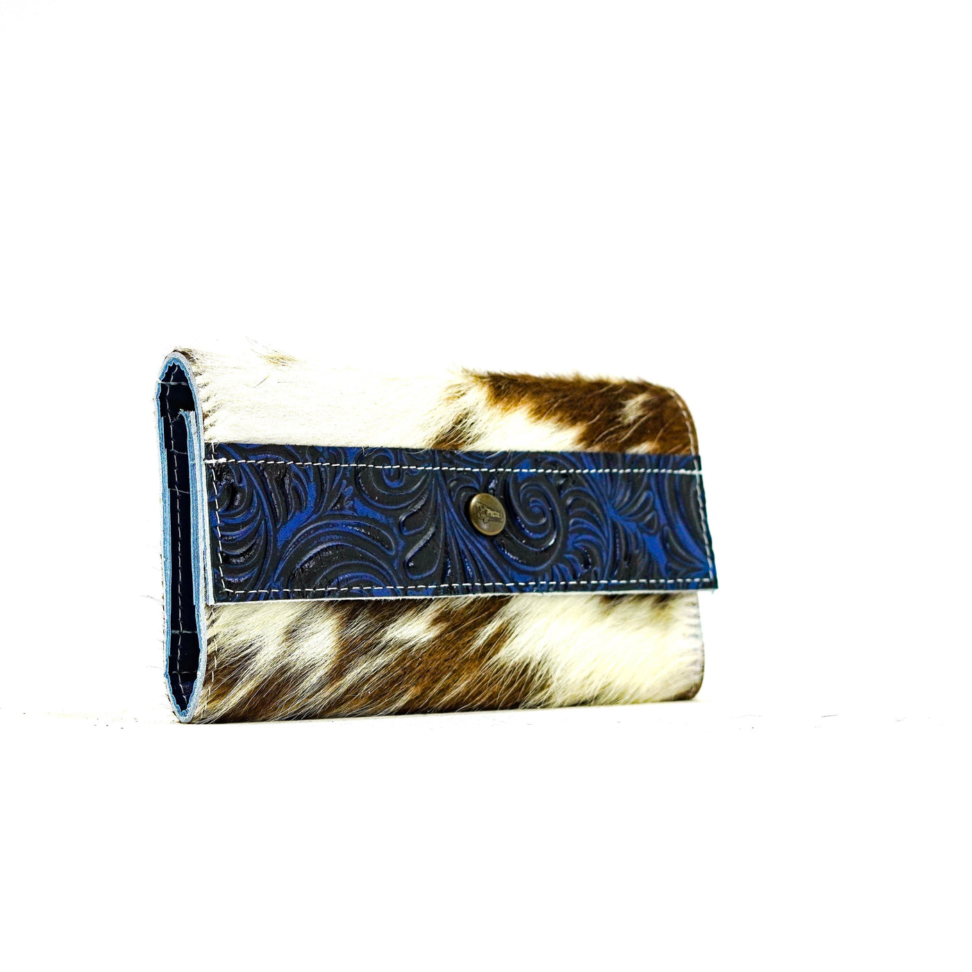 059 Kacey Wallet - Tricolor w/ Midnight Caracole-Kacey Wallet-Western-Cowhide-Bags-Handmade-Products-Gifts-Dancing Cactus Designs