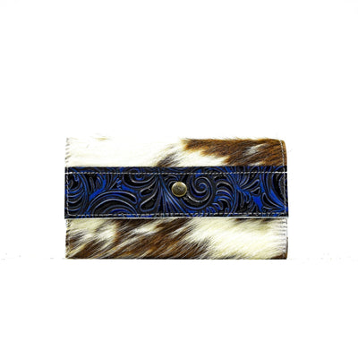 059 Kacey Wallet - Tricolor w/ Midnight Caracole-Kacey Wallet-Western-Cowhide-Bags-Handmade-Products-Gifts-Dancing Cactus Designs