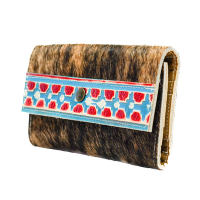 063 Kacey Wallet - Brindle w/ Great Plains Navajo-Kacey Wallet-Western-Cowhide-Bags-Handmade-Products-Gifts-Dancing Cactus Designs