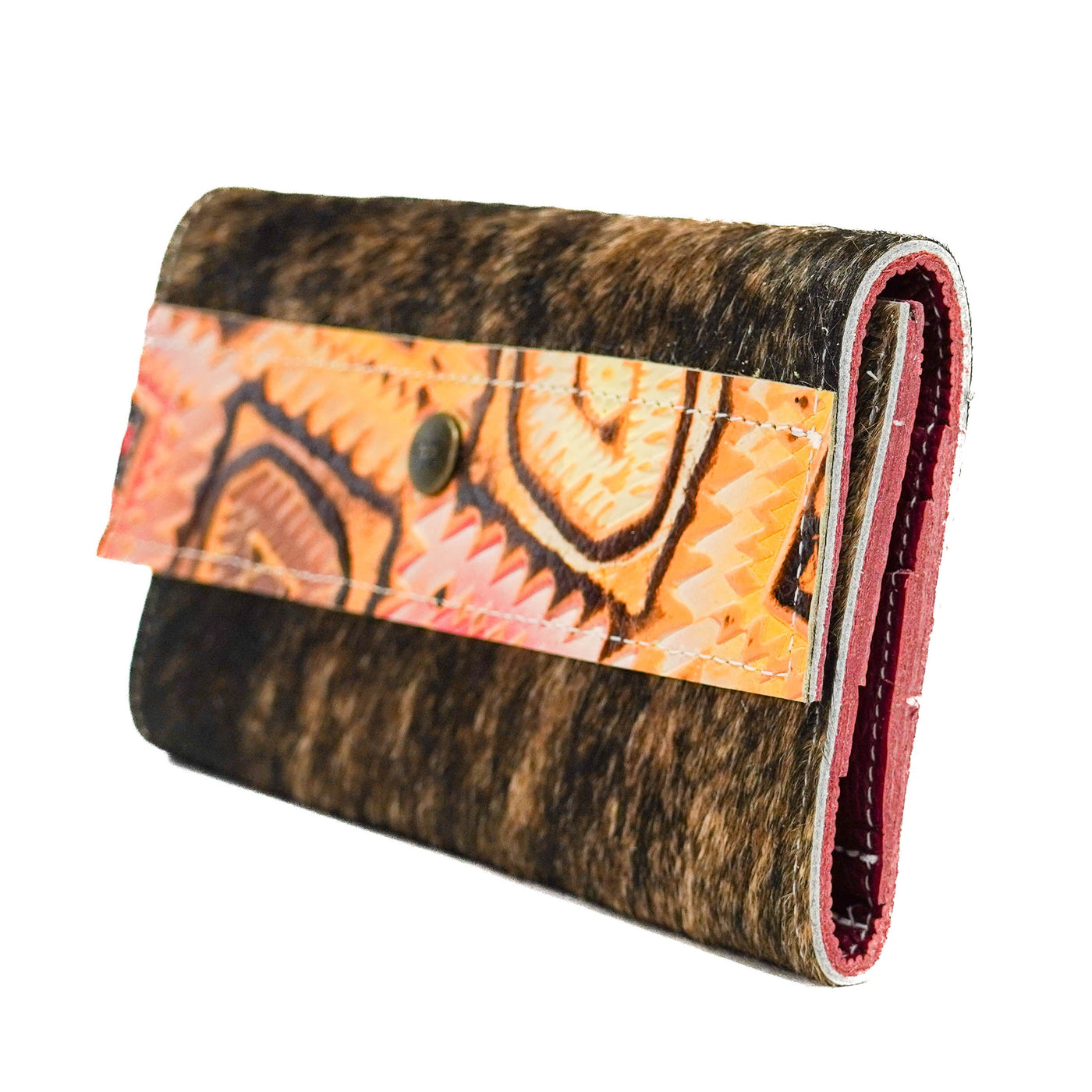 070 Kacey Wallet - Brindle w/ Moab Aztec-Kacey Wallet-Western-Cowhide-Bags-Handmade-Products-Gifts-Dancing Cactus Designs