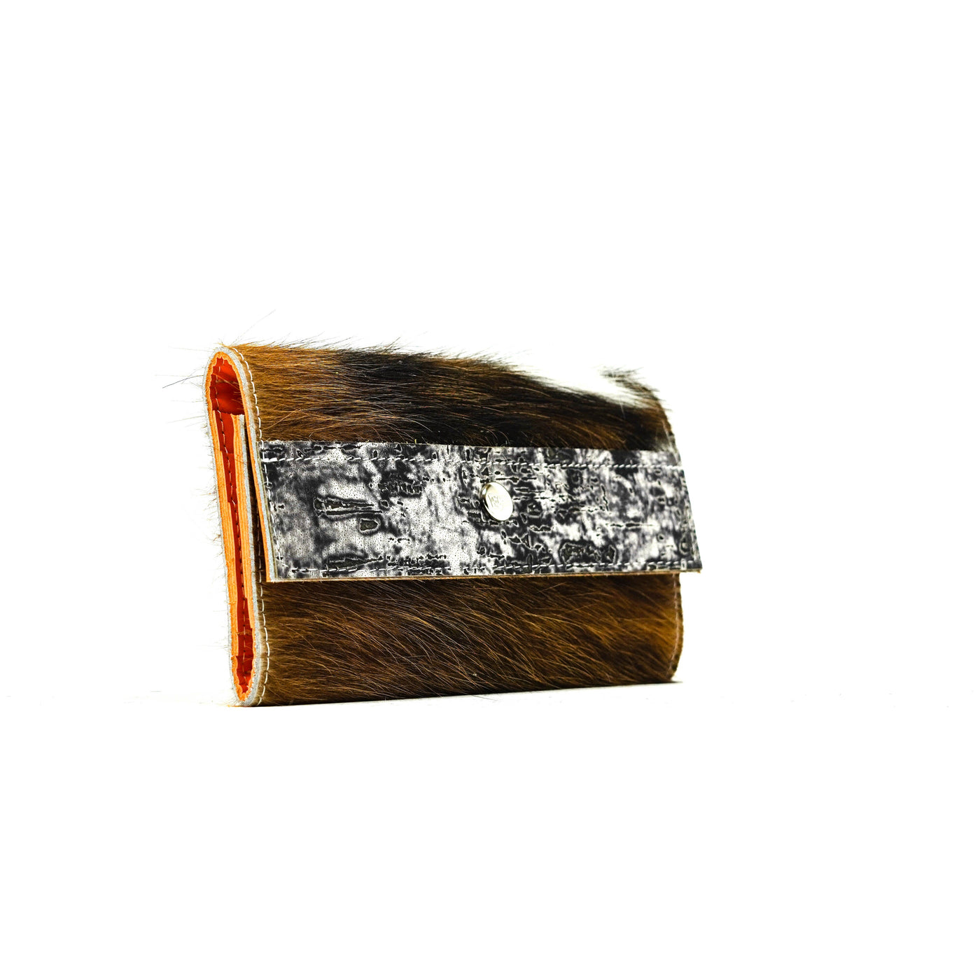 074 Kacey Wallet - Tricolor w/ Smoke Show Driftwood-Kacey Wallet-Western-Cowhide-Bags-Handmade-Products-Gifts-Dancing Cactus Designs