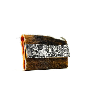 074 Kacey Wallet - Tricolor w/ Smoke Show Driftwood-Kacey Wallet-Western-Cowhide-Bags-Handmade-Products-Gifts-Dancing Cactus Designs