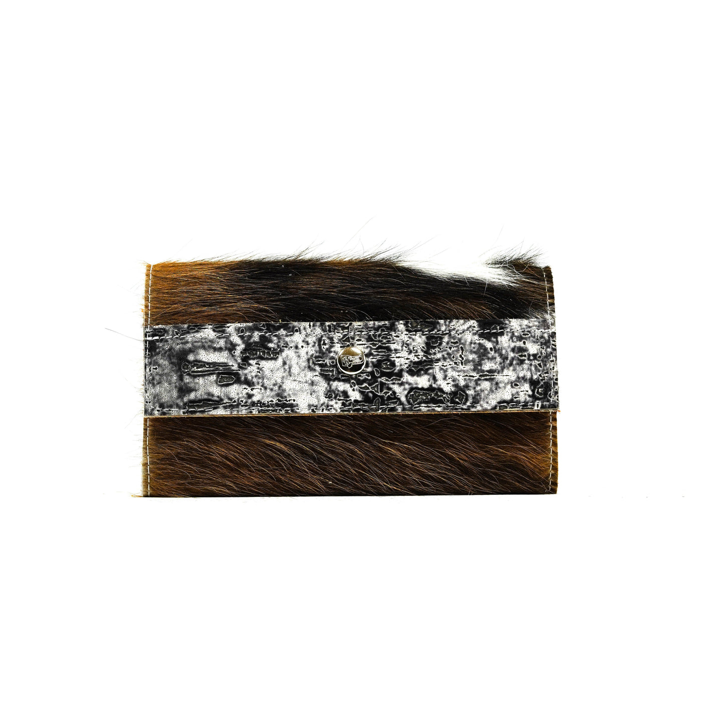 074 Kacey Wallet - Tricolor w/ Smoke Show Driftwood-Kacey Wallet-Western-Cowhide-Bags-Handmade-Products-Gifts-Dancing Cactus Designs