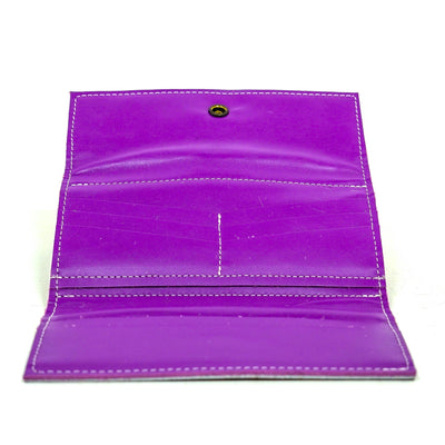 083 Kacey Wallet - Brindle w/ Amethyst Croc-Kacey Wallet-Western-Cowhide-Bags-Handmade-Products-Gifts-Dancing Cactus Designs