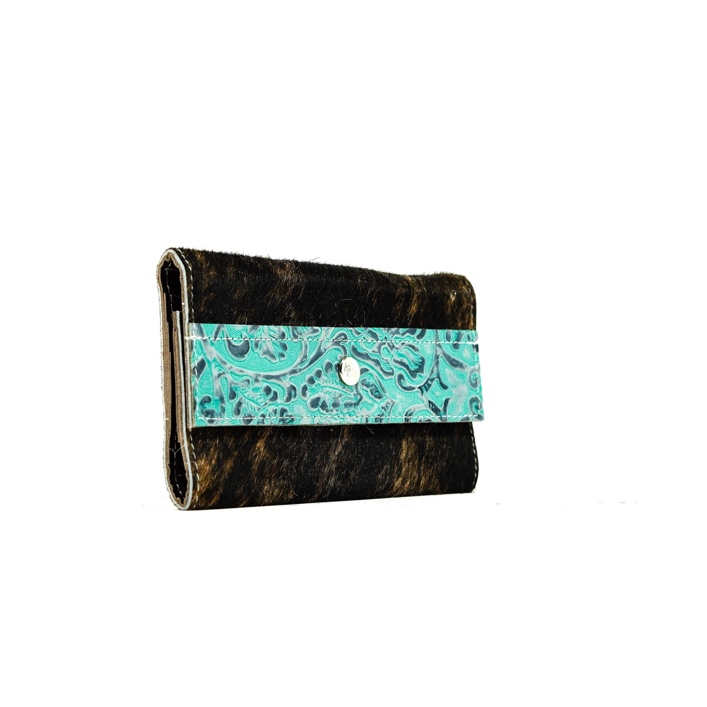 085 Kacey Wallet - Dark Brindle w/ Royston Tool-Kacey Wallet-Western-Cowhide-Bags-Handmade-Products-Gifts-Dancing Cactus Designs