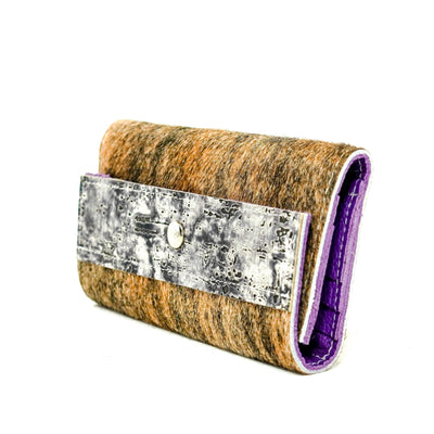086 Kacey Wallet - Exotic Brindle w/ Smokeshow Driftwood-Kacey Wallet-Western-Cowhide-Bags-Handmade-Products-Gifts-Dancing Cactus Designs
