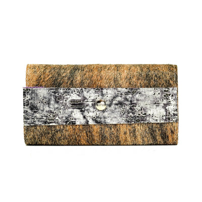 086 Kacey Wallet - Exotic Brindle w/ Smokeshow Driftwood-Kacey Wallet-Western-Cowhide-Bags-Handmade-Products-Gifts-Dancing Cactus Designs