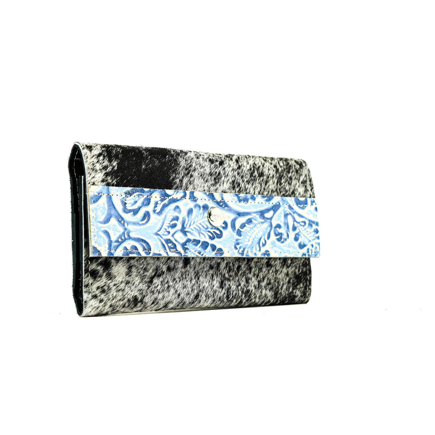 087 Kacey Wallet - Salt & Pepper w/ Galaxy Tool-Kacey Wallet-Western-Cowhide-Bags-Handmade-Products-Gifts-Dancing Cactus Designs