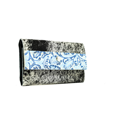 087 Kacey Wallet - Salt & Pepper w/ Galaxy Tool-Kacey Wallet-Western-Cowhide-Bags-Handmade-Products-Gifts-Dancing Cactus Designs