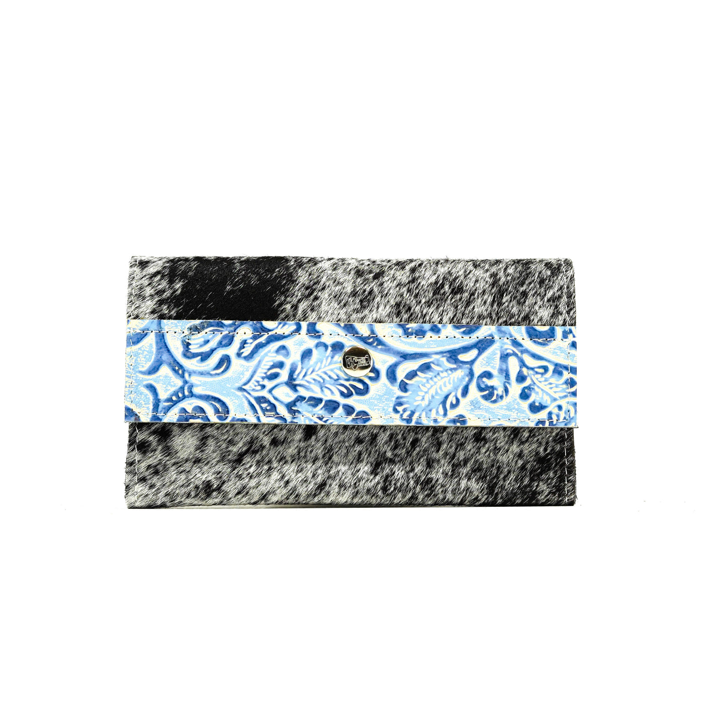 087 Kacey Wallet - Salt & Pepper w/ Galaxy Tool-Kacey Wallet-Western-Cowhide-Bags-Handmade-Products-Gifts-Dancing Cactus Designs