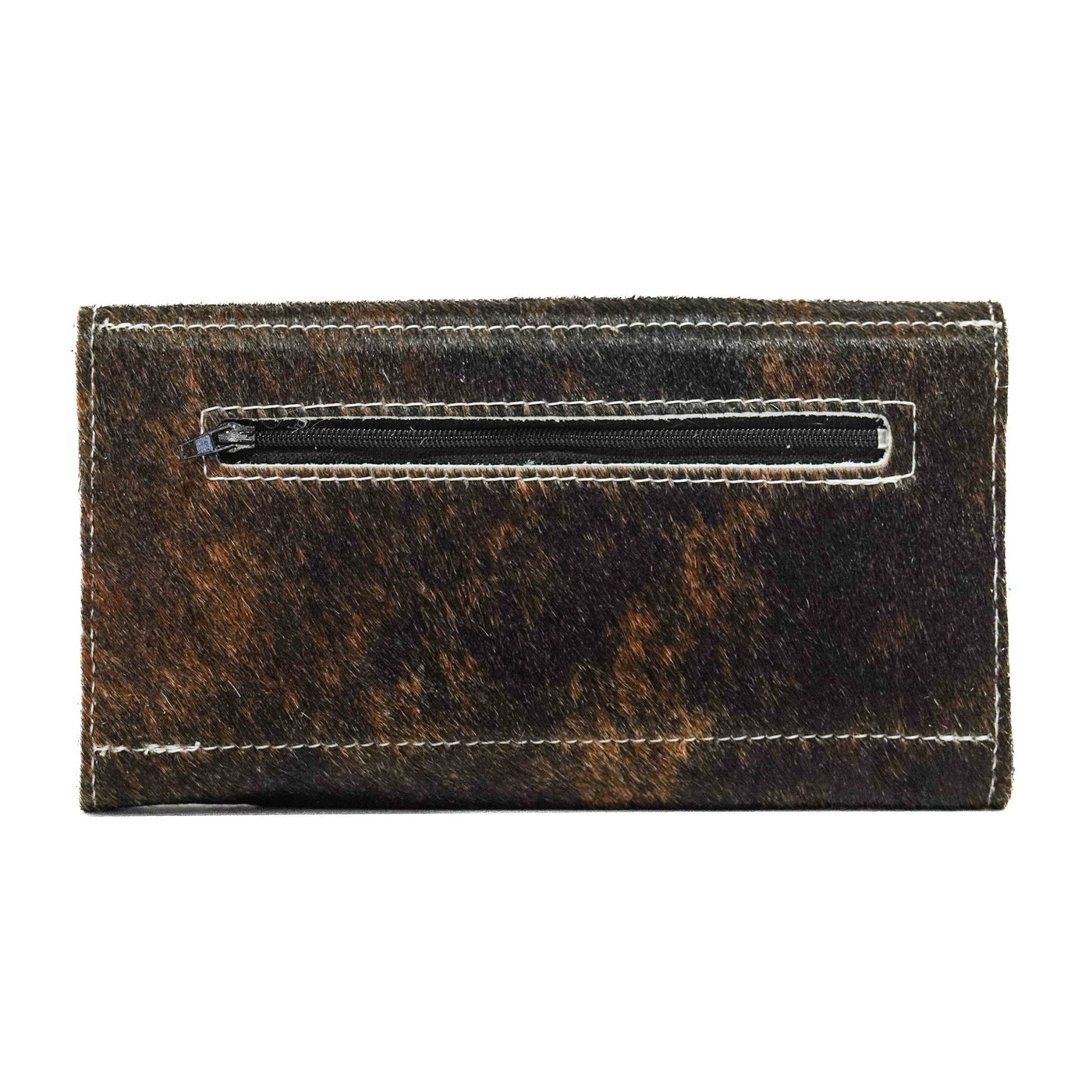 089 Kacey Wallet - Dark Brindle w/ Turquoise Wildflower Tool-Kacey Wallet-Western-Cowhide-Bags-Handmade-Products-Gifts-Dancing Cactus Designs